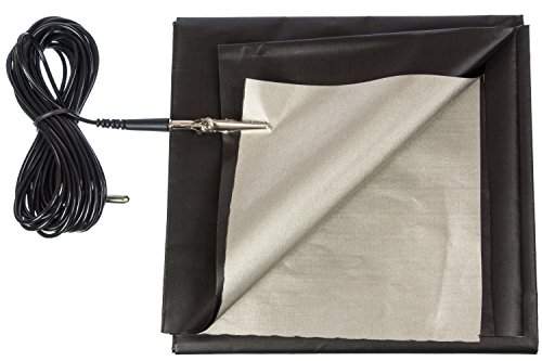 Black and Silver RFID Blocking Faraday Shielded Fabric: Radiation WIFI & RF Shielding: ​40x40​ Nickel & Copper EMF Identity Theft Blocker for your Wallet Phone or Laptop. Includes 20' Grounding Cord - 2