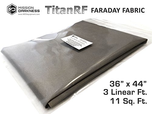 TitanRF Faraday Fabric. EMI Shielding, RFID Shielding, Cell Phone Block, WiFi Block, Bluetooth Block. MILITARY GRADE SHIELDING FABRIC. 44" x 36" / 11sq. ft. / 1.22 Sq. Yds.) - 2