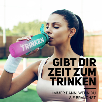 Trinkflasche mit Uhrzeit Deutsch