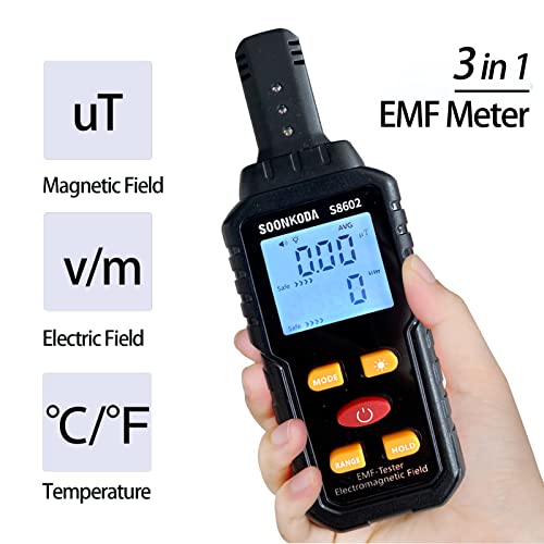 3 in 1 EMF Meter,EMF Reader,Electromagnetic Field Radiation Detector,EMF Tester for Home,EMF Detector with Sound Light Alarm,Ghost Hunting Equipmetent - 2
