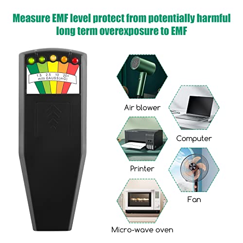 5 LED EMF Meter Magnetic Field Detector Ghost Hunting Paranormal Equipment Detector Portable EMF Reader Tester for Home EMF Inspections, Office & Outdoor Ghost Counter - 4