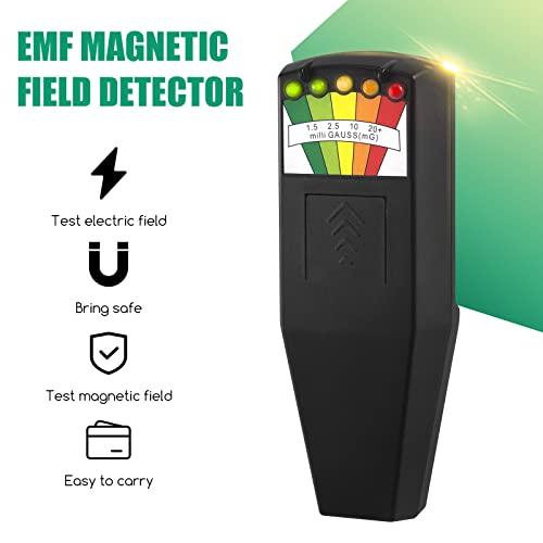 5 LED EMF Meter Magnetic Field Detector Ghost Hunting Paranormal Equipment Detector Portable EMF Reader Tester for Home EMF Inspections, Office & Outdoor Ghost Counter - 5
