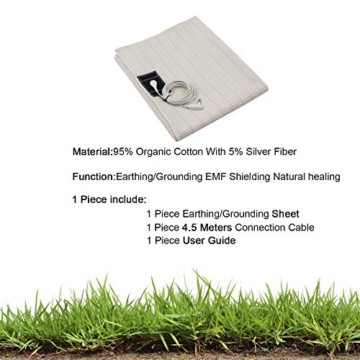 CONDUCTIVE Brand Grounding Sheet for Bed Organic Cotton Silver with Ground Connection Cord （52 x 27 inch, Original Color Sleeping Wellness Benefits Sleep Therapy - 6