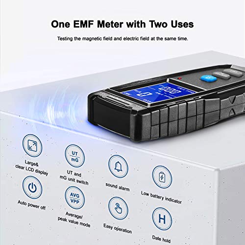 ERICKHILL EMF Meter, Rechargeable Digital Electromagnetic Field Radiation Detector Hand-held Digital LCD EMF Detector, Great Tester for Home EMF Inspections, Office, Outdoor and Ghost Hunting - 3