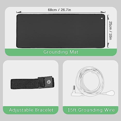 FXYSWGA Grounding Mat for Healthy Grounding Energy with Grounding Wristband and 15ft Straight Cord, Reduce Inflammation, Improve Sleep and Helps with Anxiety(26.7x10 Inch) - 2