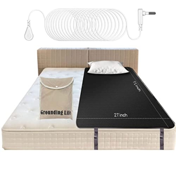 Grounding Mat for Sleeping, Conductive Grounding Mat with 2 Grounding Snaps and 16.4 Feet Cord, Grounding Sheet for Pain Relieving (27in * 71in) - 1