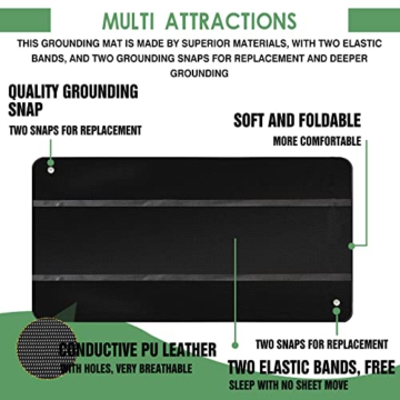 Grounding Mat for Sleeping, Conductive Grounding Mat with 2 Grounding Snaps and 16.4 Feet Cord, Grounding Sheet for Pain Relieving (27in * 71in) - 5