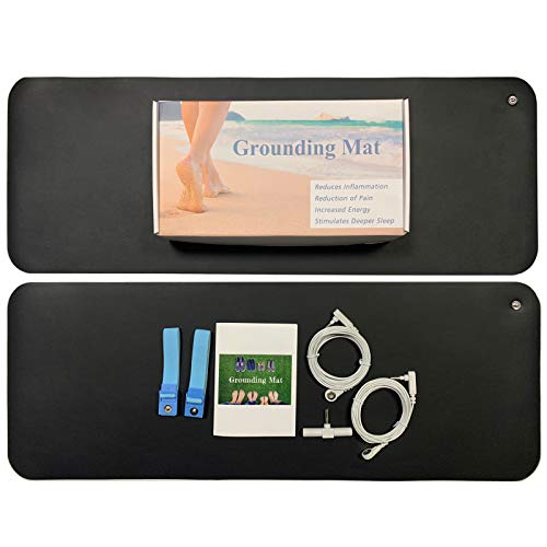 Grounding Mat Kit (2 Pack)-2 Grounding Mats (10 x 26.7") with Grounding Adapter, 2 Straight Cords (15ft) and 2 Grounding Wristbands - Reduce Inflammation, Improve Sleep and Help with Anxiety - 6