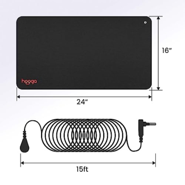 Hooga Grounding Mat for Sleep, Energy, Pain Relief, Inflammation, Balance, Wellness. Earth Connected Therapy. Indoor Grounding at Home, Office, Work. 15 Foot Cord Included. Conductive Carbon - 2