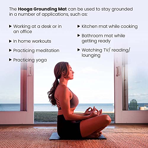 Hooga Grounding Mat for Sleep, Energy, Pain Relief, Inflammation, Balance, Wellness. Earth Connected Therapy. Indoor Grounding at Home, Office, Work. 15 Foot Cord Included. Conductive Carbon - 3