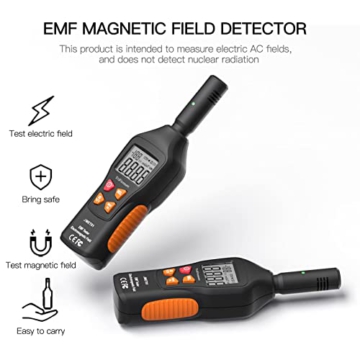 JOAUIAX EMF Meter Reader EMF Detector,5HZ—3500MHz Digital Household Radiation Detector,3 in 1 Electromagnetic Field Meter with LCD&Sound-Light Alarm for Home EMF Inspections,Office and Ghost Hunting - 2
