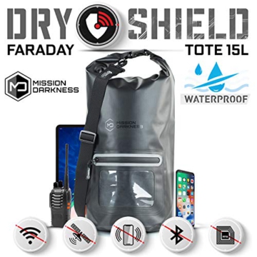 Mission Darkness Dry Shield Faraday Tote 15L // Waterproof Dry Bag for Electronic Device Security & Transport // Signal Blocking, Anti-Tracking, EMP Shield, Data Privacy for Phones, Tablets, Laptops - 2