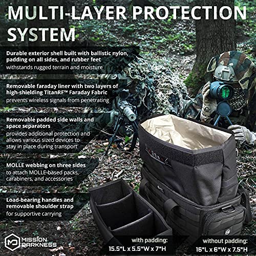 Mission Darkness Padded Utility Faraday Bag // Tactical Gear Bag with MOLLE Webbing and RF Signal Blocking Liner // Shields Delicate Electronics (Night Vision Goggles, Scopes, Cameras, Optics, Phones) - 3