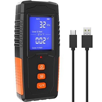NOPWOK EMF Meter Rechargeable Electromagnetic Field Radiation Detector Handheld Digital LCD EMF Reader Temperature Measure, Tester for Home Inspections, Outdoor and Ghost Hunting - 1