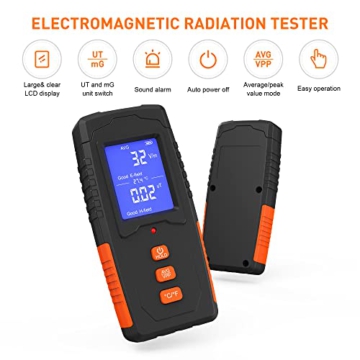 NOPWOK EMF Meter Rechargeable Electromagnetic Field Radiation Detector Handheld Digital LCD EMF Reader Temperature Measure, Tester for Home Inspections, Outdoor and Ghost Hunting - 6