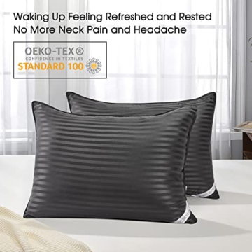 Basic Beyond Bed Pillows for Sleeping - King Size Pillows Set of 2 - Luxury Hotel Collection Down Alternative Pillows, Black, 20x36 Inches - 6