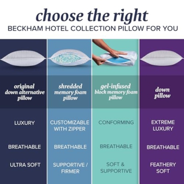 Beckham Hotel Collection Bed Pillows Standard / Queen Size Set of 2 - Original Down Alternative Pillow for Sleeping - Bedding for Back, Stomach or Side Sleepers - 2