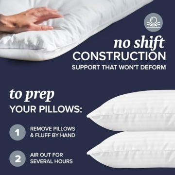 Beckham Hotel Collection Bed Pillows Standard / Queen Size Set of 2 - Original Down Alternative Pillow for Sleeping - Bedding for Back, Stomach or Side Sleepers - 3