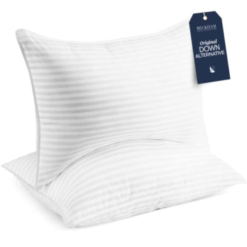 Beckham Hotel Collection Bed Pillows Standard / Queen Size Set of 2 - Original Down Alternative Pillow for Sleeping - Bedding for Back, Stomach or Side Sleepers - 1