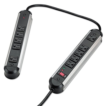 Fellowes 10-Outlet Metal Split Surge Protector, 6 Foot Cord, 1,250 Joules (99082) - 1