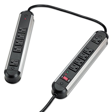 Fellowes 10-Outlet Metal Split Surge Protector, 6 Foot Cord, 1,250 Joules (99082) - 