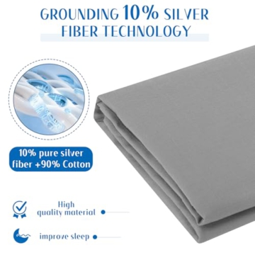 Grounding Sheets, Grounding Mat, ZORERRY Earth Connected Grounding Sheets, 10% Silver Fiber+90% Cotton Grounded Sheet Mat with Grounding Cord (Grey, 27