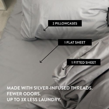 Miracle Made Extra Luxe Bed Sheets Set – Stone, Queen – 4 Piece, Infused with Natural Silver, 500 Thread Count USA-Grown Cotton Sheets, Ultra-Breathable, Extra Soft Bedding. - 3