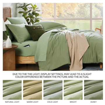 WRENSONGE Sage Green Queen Comforter Set, 7 Pieces Soft Microfiber Comforters Queen Size with Fitted Sheet, Flat Sheet, 2 Pillow Shams, and 2 Pillowcases- Warm Bedding Sets Queen for All Season - 6