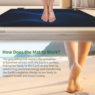 Grounding Mat for Bed, Grounding Sheet for Sleep Anti-Slip PU Conductive Carbon Grounding Therapy Mattress for Pain Relief Improve Sleep with Grounding Cord, Safest Ground Adapter 27