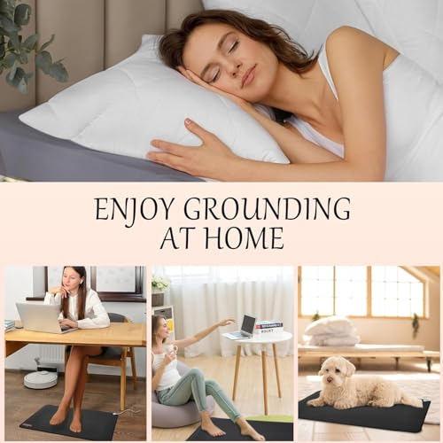 Grounding Sheets with Grounding Mat, 95% Organic Cotton + 5% Pure Silver Fiber, Grounding Sheet Earth Connected Bedding Fitted Earth Sheets with Grounding Cord (Gray, Queen-60"x 80"×15’’) - 7