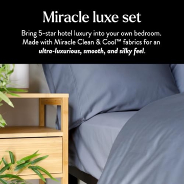 Miracle Made Luxe Cooling Bed Sheets - Slate Blue Sheets - 4 Piece Silver Infused Bed Sheets - 300 Thread Count - Thermoregulating Clean & Cool Fabric - Silver Infused Cooling Bed Sheets - 3