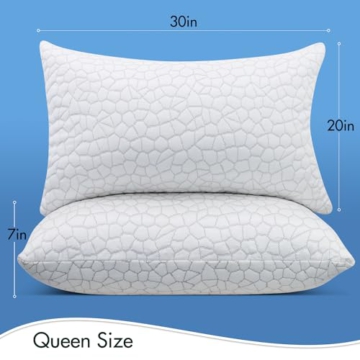 SUPA MODERN Cooling Bed Pillows for Sleeping 2 Pack Shredded Memory Foam Pillows Adjustable Cool Pillow for Side Back Stomach Sleepers Luxury Gel Pillows Queen Size Set of 2 Washable Removable Cover - 7