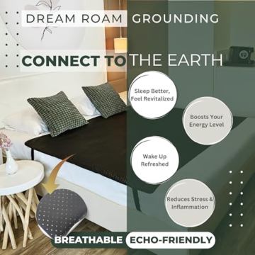 Grounding Mat for Bed, Dream Roam Grounding Natural Sleep Solution, Stress Relief Conductive Mattress Cover, Safety Adapter, 2 Cords, Premium Packaging, 2-Year Warranty, Queen: 54