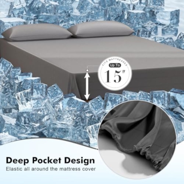Grounding Sheets California King, 90% Rayon Derived from Bamboo Grounded Bed Sheets, Cooling & Breathable & Silky, Deep Pocket Grounding Fitted Earth Sheet 10% Silver Fiber for Better Sleep (Gray) - 5