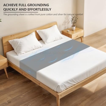 Grounding Sheets – Grounding Mat for Bed, 10% Silver Fiber Grounded Fitted Bed Earth Sheets for All Mattress Sizes, Includes Grounding Cord (Deep Gray) - 2
