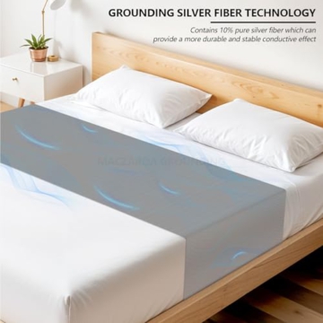 Grounding Sheets – Grounding Mat for Bed, 10% Silver Fiber Grounded Fitted Bed Earth Sheets for All Mattress Sizes, Includes Grounding Cord (Deep Gray) - 3