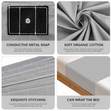 Grounding Sheets – Grounding Mat for Bed, 10% Silver Fiber Grounded Fitted Bed Earth Sheets for All Mattress Sizes, Includes Grounding Cord (Deep Gray) - 5