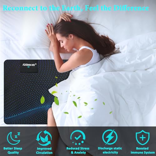 Aidmom Grounding Mat for Bed, Anti-Slip PU Conductive Carbon Grounding Therapy Mattress for Pain Relief, Queen Size 27"x60" - 2