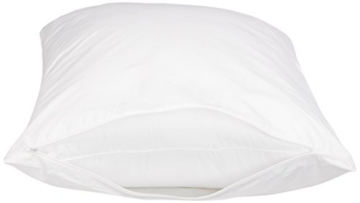 Amazon Basics Standard Pillowcase with Zipper, 100% Cotton Hypoallergenic, Pillow Protector, White (27 x 21 Inches), Pillows Not Included - 3