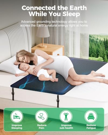 BOVEREY Grounding Mat for Bed, Grounding Sheets Earth Connected Grounded Pad for Sleeping, Earth Mat Mattress Cover Grounded Kit, Cord & Tester Included (Black, California King) - 5