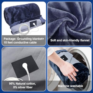 CHIAOCHUTTY Grounding Blanket 79×55 inch Grounding Mat for Bed Grounding Sheet with Conductive Silver Fiber for Better Sleep, Pain Relief, Helps Anxiety Relief (Blue) - 4