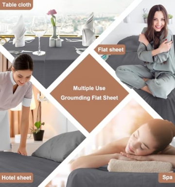 Grounding Sheet Kit, Grounding Flat Sheet with 15ft US Grounding Cable, Fits All Bed Sizes, Natural Cotton&Silver Fiber,High Conductivity Grounding Mat for Better Sleep (Full) - 6