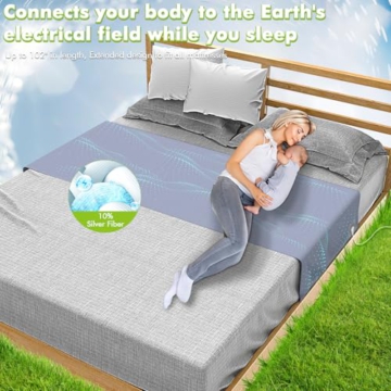 Grounding Sheets for Bed, 92% Organic Cotton + 8% Pure Silver Fiber,Enjoy The Grounding Effect Indoors, for Better Sleep, Pain and Stress Relief, Grounding Mat Set Comes with Grounding Cord（Gray） - 3