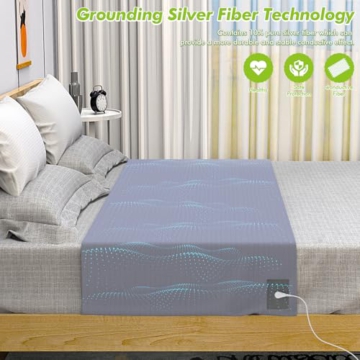 Grounding Sheets for Bed, 92% Organic Cotton + 8% Pure Silver Fiber,Enjoy The Grounding Effect Indoors, for Better Sleep, Pain and Stress Relief, Grounding Mat Set Comes with Grounding Cord（Gray） - 5