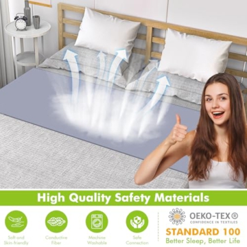 Grounding Sheets for Bed, 92% Organic Cotton + 8% Pure Silver Fiber,Enjoy The Grounding Effect Indoors, for Better Sleep, Pain and Stress Relief, Grounding Mat Set Comes with Grounding Cord（Gray） - 7