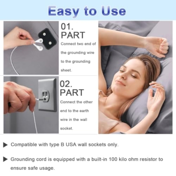 Grounding Sheets for Bed King Earthing Fitted Sheet 10% Silver & 90% Organic Cotton Conductive Bed Sheets Kit Earth Connected for Pain Relief Sleep Therapy with Grounding Cord (76