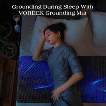 VOREEK Grounding Mat for Bed, Earth Connected Mattress Cover Grounding Pad Grounded Kit, Grounded Cord Included, Black (Queen 27