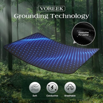 VOREEK Grounding Mat for Bed, Earth Connected Mattress Cover Grounding Pad Grounded Kit, Grounded Cord Included, Black (Queen 27