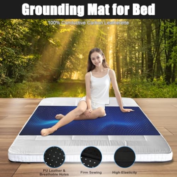 ConBlom Grounding Mat for Bed, King Size Earthing Mattress Cover Sheets Pad Grounding Kit, Grounding Cord Included (King, 76 * 27