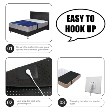 ConBlom Grounding Mat for Bed, King Size Earthing Mattress Cover Sheets Pad Grounding Kit, Grounding Cord Included (King, 76 * 27